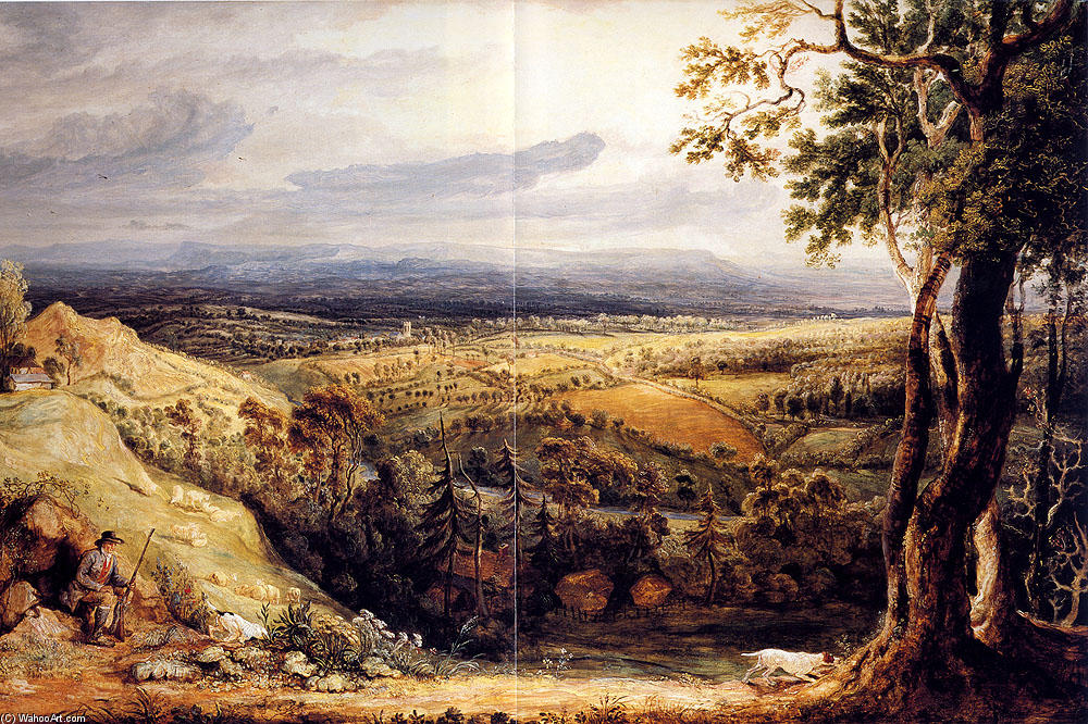 WikiOO.org - Encyclopedia of Fine Arts - Maleri, Artwork James Ward - View In Somersetshire From Fitzhead, The Seat Of Lord Somerville