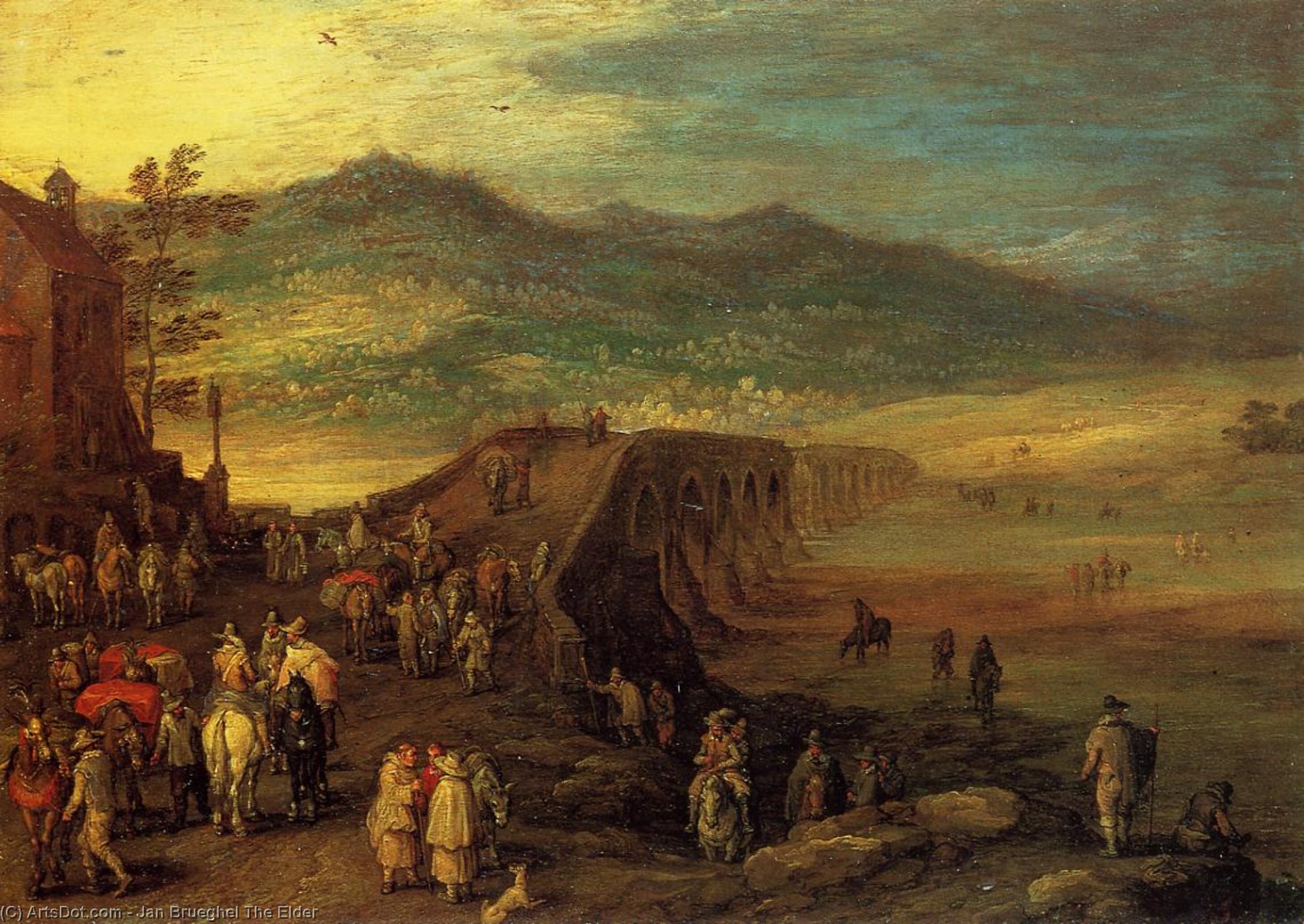 Wikioo.org - The Encyclopedia of Fine Arts - Painting, Artwork by Jan Brueghel The Elder - Bridge at Talavera