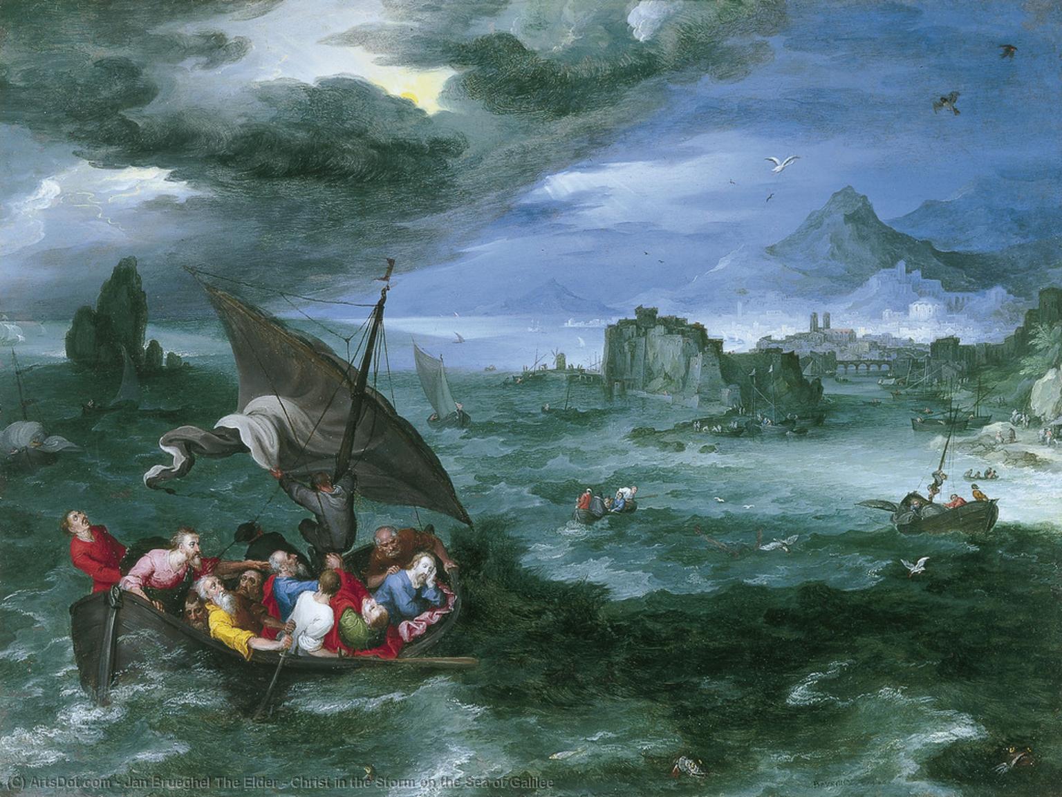 Wikioo.org - The Encyclopedia of Fine Arts - Painting, Artwork by Jan Brueghel The Elder - Christ in the Storm on the Sea of Galilee