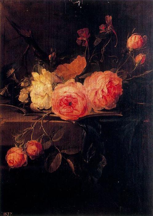 WikiOO.org - Encyclopedia of Fine Arts - Maleri, Artwork Jan Brueghel The Elder - Flowers on a plate