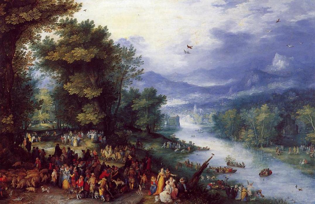 Wikioo.org – L'Enciclopedia delle Belle Arti - Pittura, Opere di Jan Brueghel The Elder - paesaggio con l'estensione giovani `tobie`