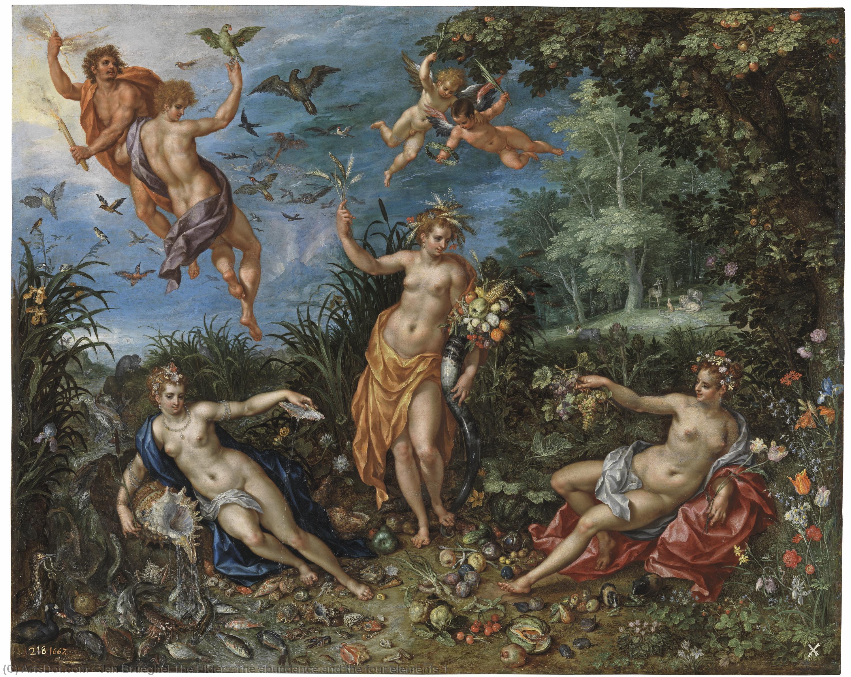 Wikioo.org – L'Encyclopédie des Beaux Arts - Peinture, Oeuvre de Jan Brueghel The Elder - L abondance et les quatre éléments 1