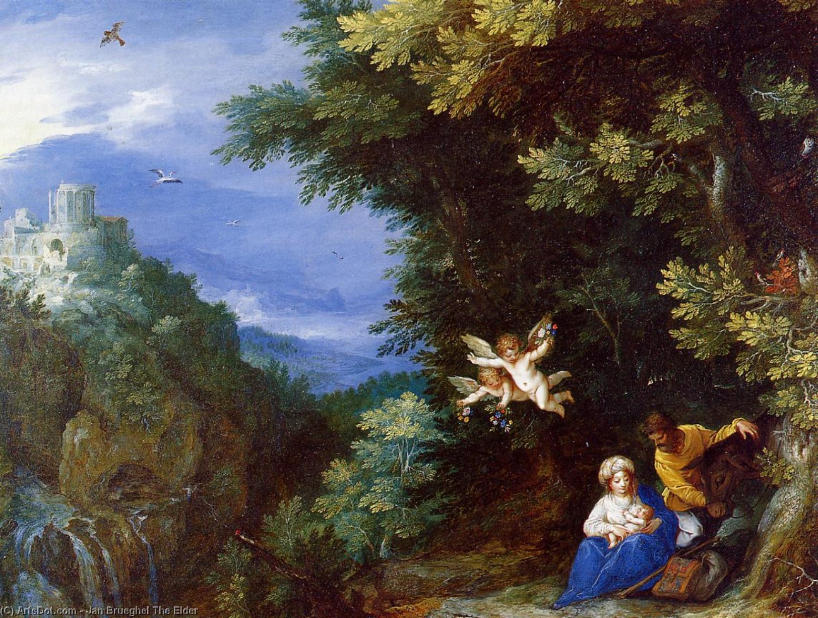 Wikioo.org - The Encyclopedia of Fine Arts - Painting, Artwork by Jan Brueghel The Elder - The Rest on the Flight to Egypt 1