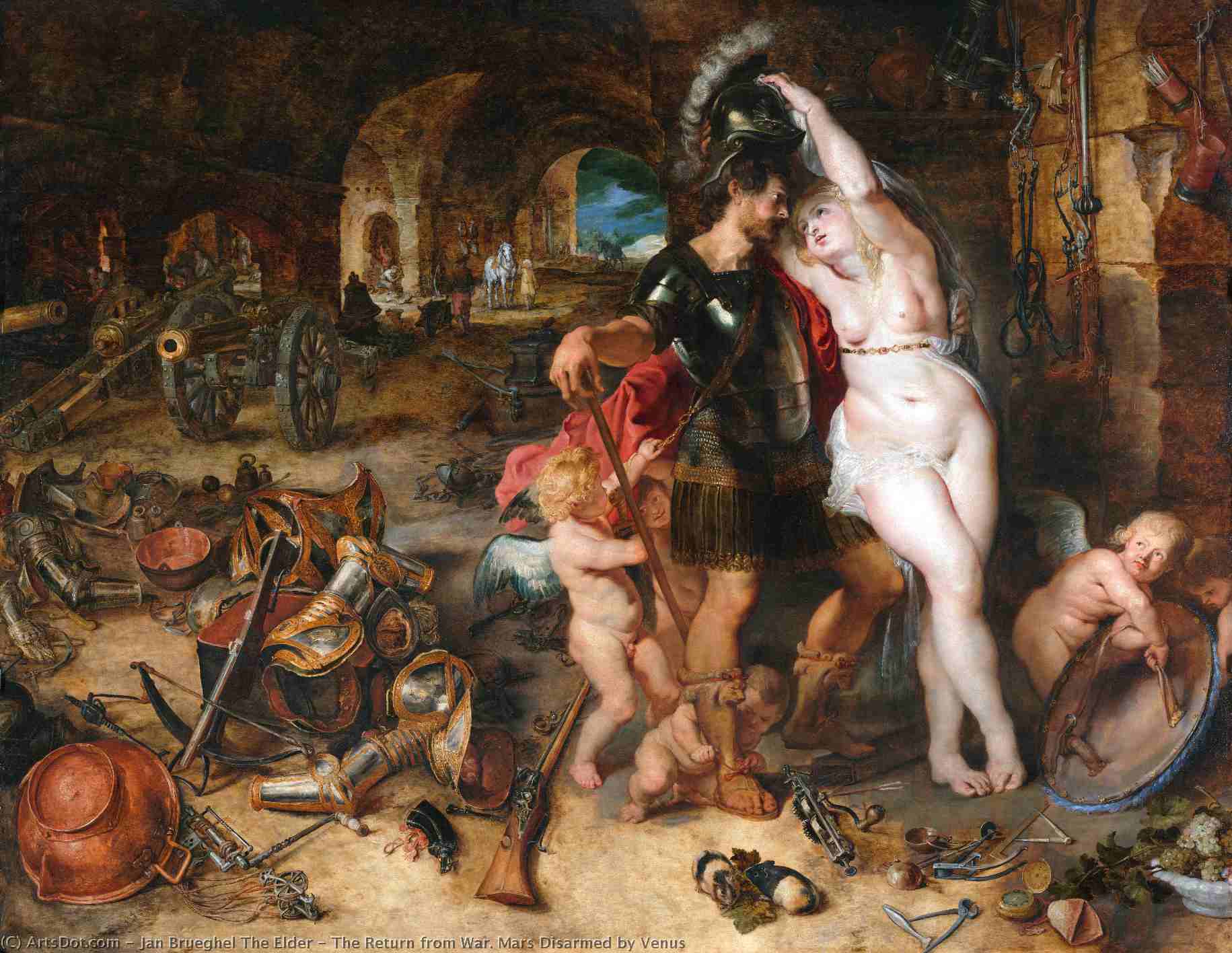 WikiOO.org - Enciklopedija dailės - Tapyba, meno kuriniai Jan Brueghel The Elder - The Return from War. Mars Disarmed by Venus