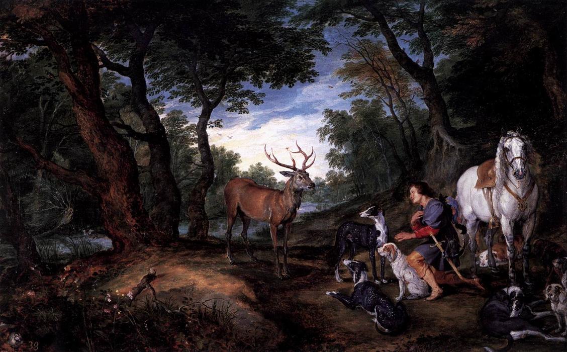 Wikioo.org - The Encyclopedia of Fine Arts - Painting, Artwork by Jan Brueghel The Elder - The Vision of St Hubert