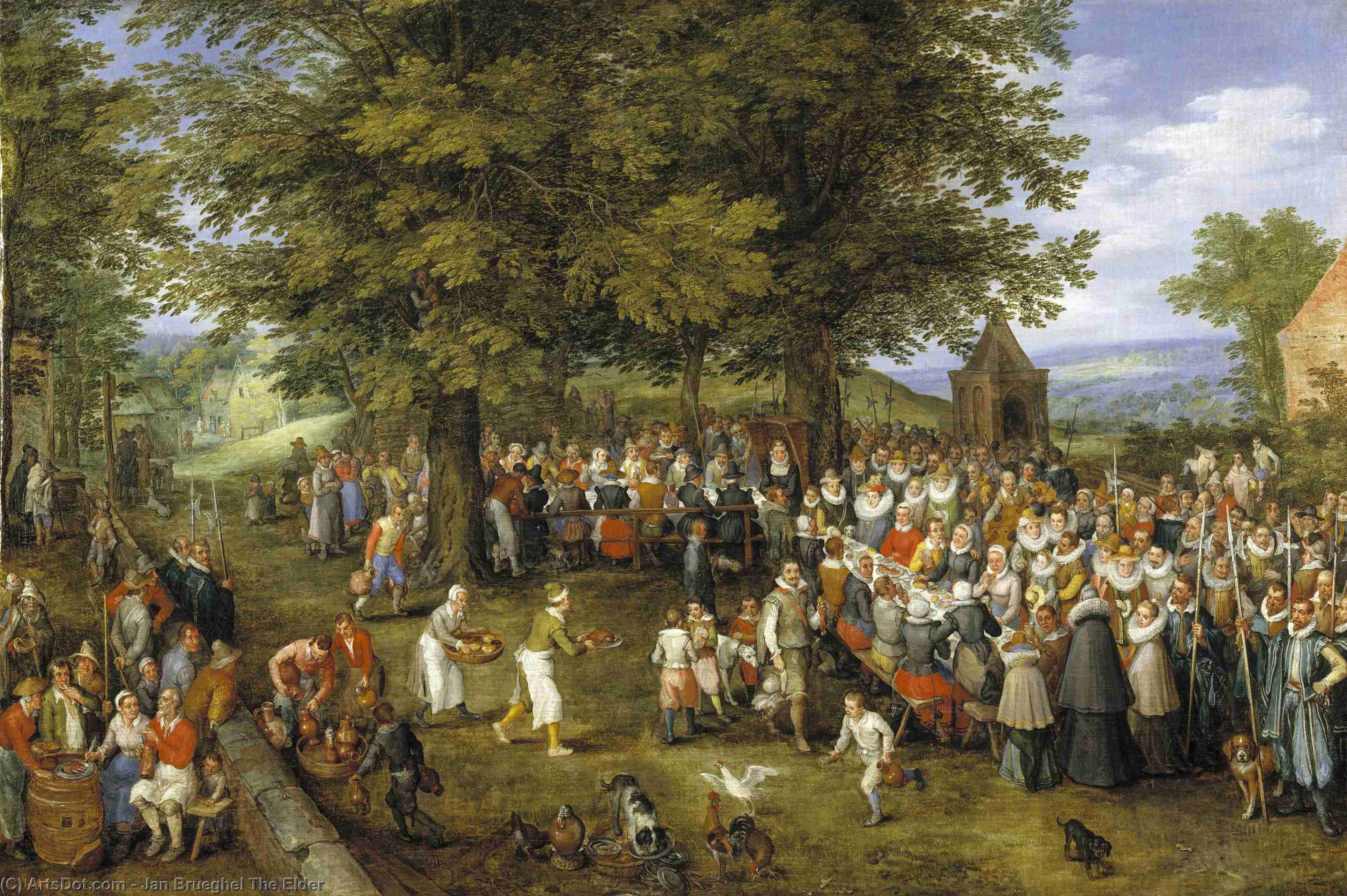 WikiOO.org - Enciklopedija dailės - Tapyba, meno kuriniai Jan Brueghel The Elder - Wedding Banquet Presided Over by the Archduke and Infanta