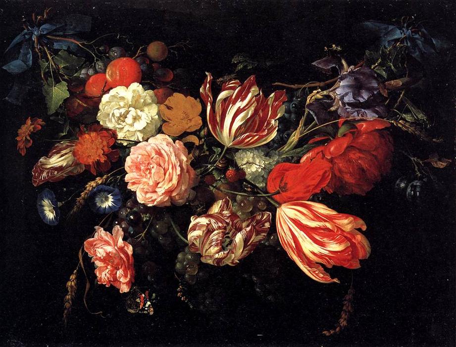 Wikioo.org - Bách khoa toàn thư về mỹ thuật - Vẽ tranh, Tác phẩm nghệ thuật Jan Davidsz De Heem - Festoon with Flowers and Fruit