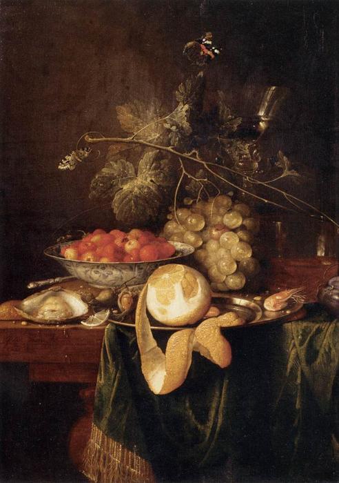 WikiOO.org - Encyclopedia of Fine Arts - Maleri, Artwork Jan Davidsz De Heem - Still-Life with a Peeled Lemon
