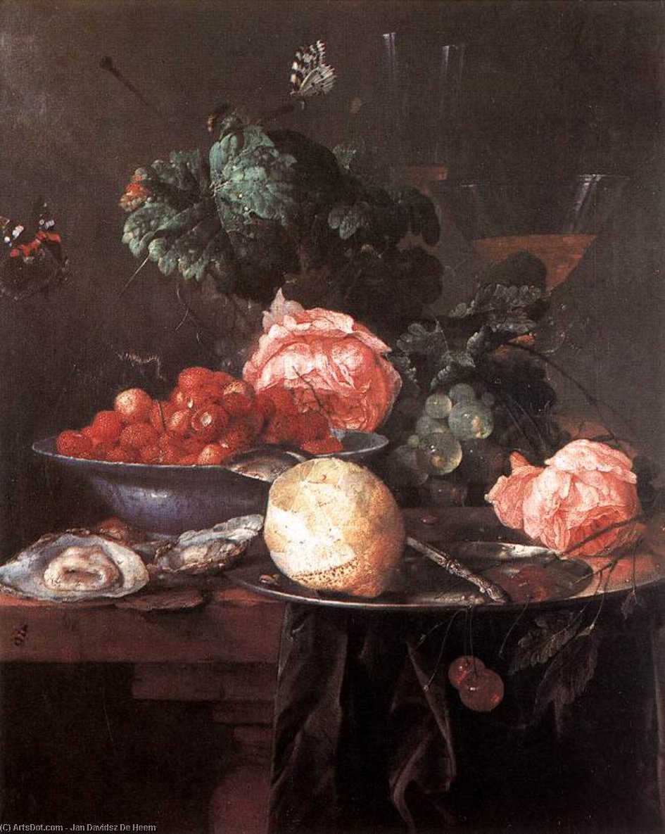 WikiOO.org – 美術百科全書 - 繪畫，作品 Jan Davidsz De Heem - 静物  与 水果