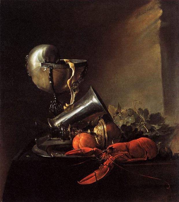 Wikioo.org - The Encyclopedia of Fine Arts - Painting, Artwork by Jan Davidsz De Heem - Still-Life with Lobster and Nautilus Cup
