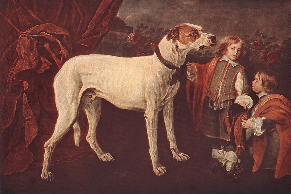 Wikioo.org - Die Enzyklopädie bildender Kunst - Malerei, Kunstwerk von Jan Fyt (Joannes Fijt) - groß hund , dwarf` und junge