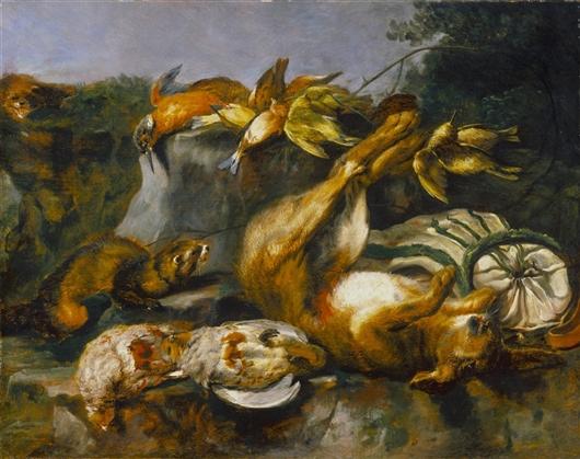 Wikioo.org - The Encyclopedia of Fine Arts - Painting, Artwork by Jan Fyt (Joannes Fijt) - Dead Game and Weasels