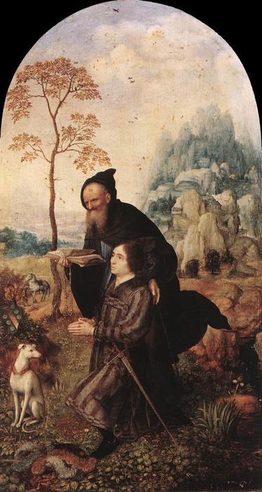 Wikioo.org - The Encyclopedia of Fine Arts - Painting, Artwork by Jan Gossaert (Mabuse) - St Anthony with a Donor