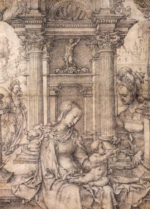 Wikioo.org - The Encyclopedia of Fine Arts - Painting, Artwork by Jan Gossaert (Mabuse) - Virgin and Child with Saints