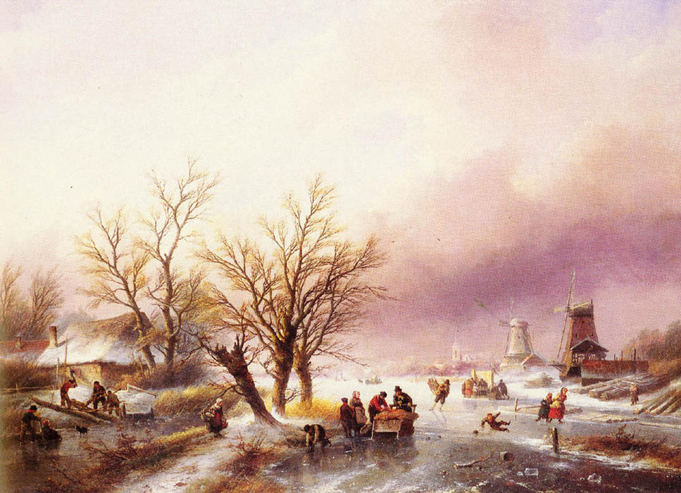 WikiOO.org - Encyclopedia of Fine Arts - Lukisan, Artwork Jan Jacob Coenraad Spohler - A Winter Landscape