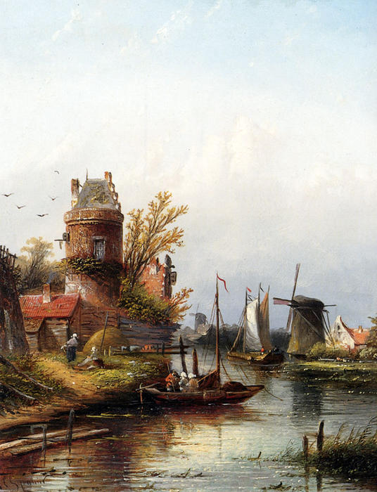 Wikioo.org - The Encyclopedia of Fine Arts - Painting, Artwork by Jan Jacob Coenraad Spohler - Vue De Buiksloot Pres D'Amsterdam
