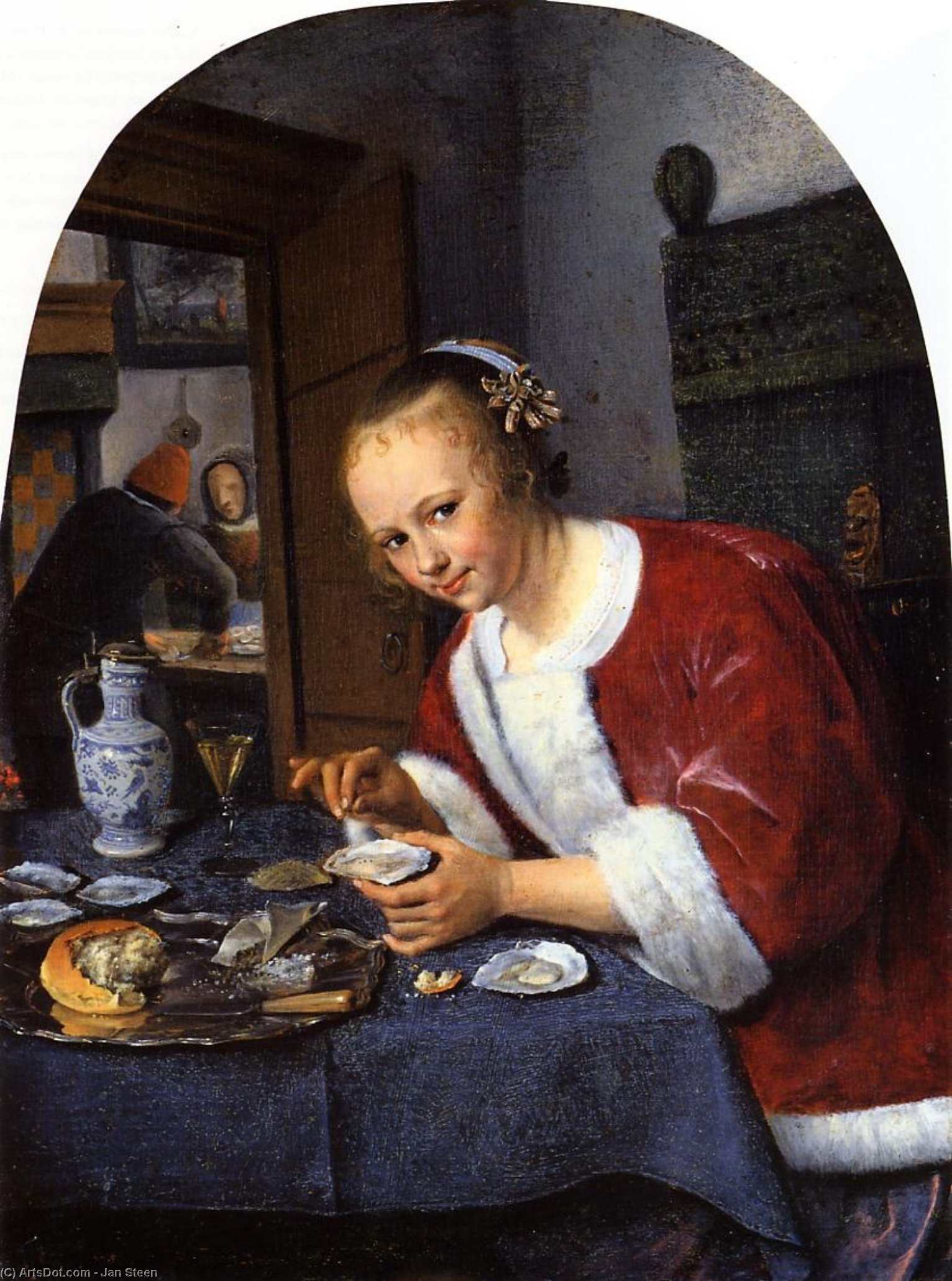 WikiOO.org - Encyclopedia of Fine Arts - Maleri, Artwork Jan Steen - Girl Offering Oysters