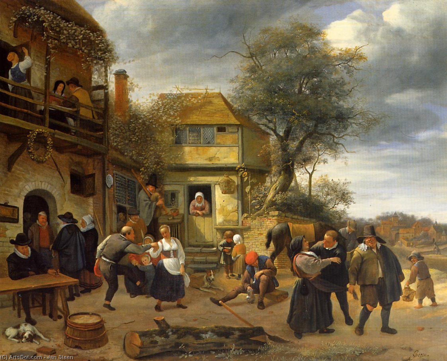 WikiOO.org - Encyclopedia of Fine Arts - Festés, Grafika Jan Steen - Peasants outside an Inn