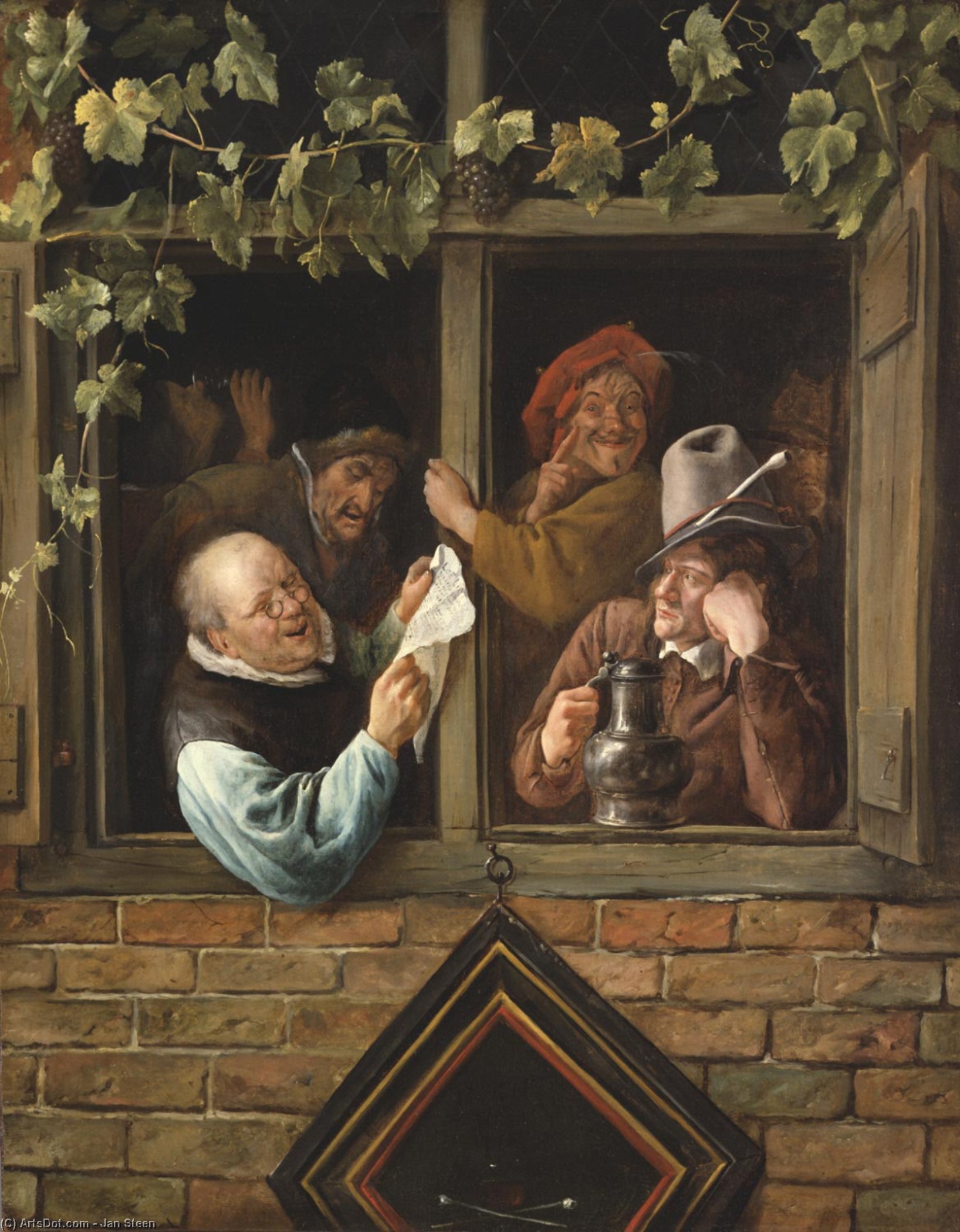 Wikioo.org - The Encyclopedia of Fine Arts - Painting, Artwork by Jan Steen - Rhetoricians at at Window