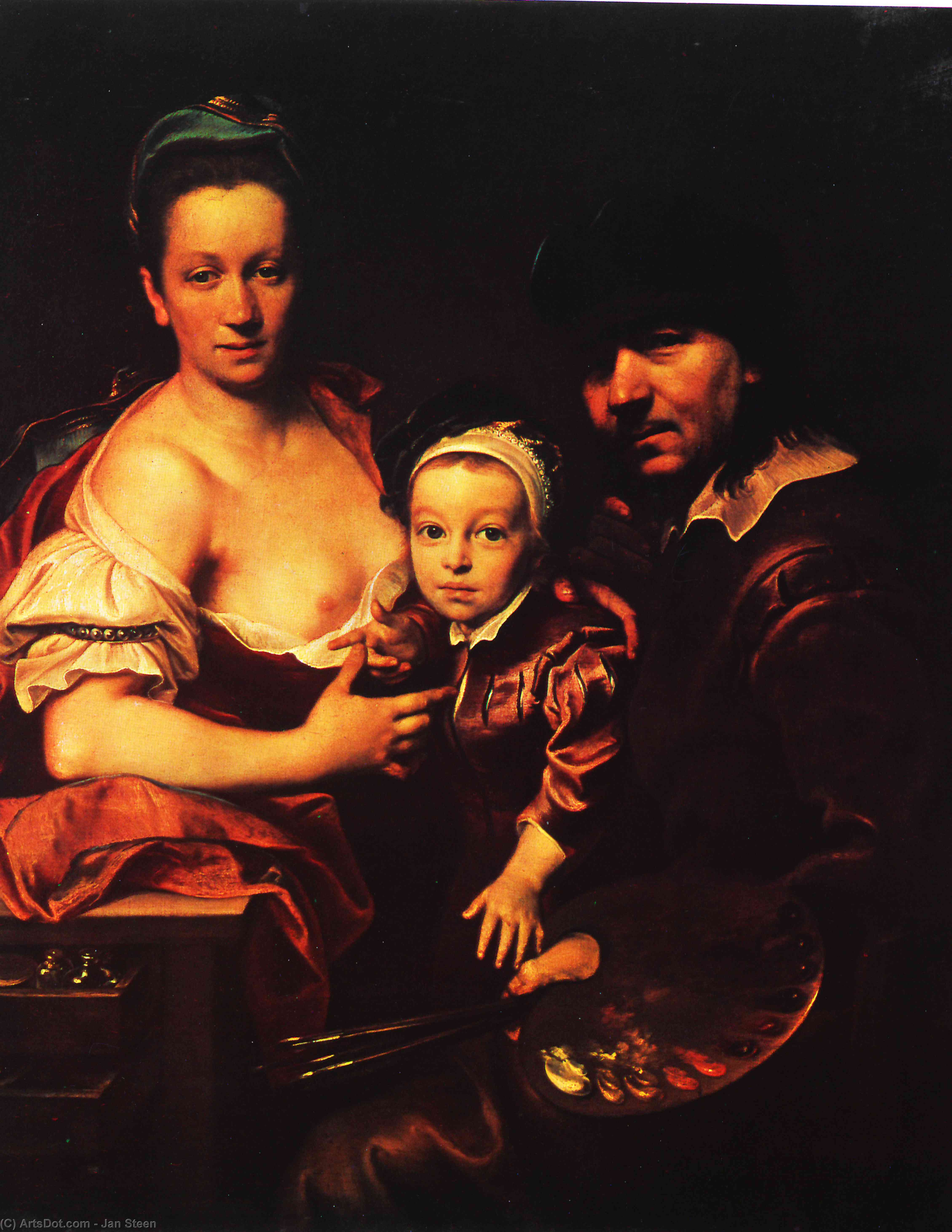 WikiOO.org - אנציקלופדיה לאמנויות יפות - ציור, יצירות אמנות Jan Steen - Self Portrait as a Lutenist