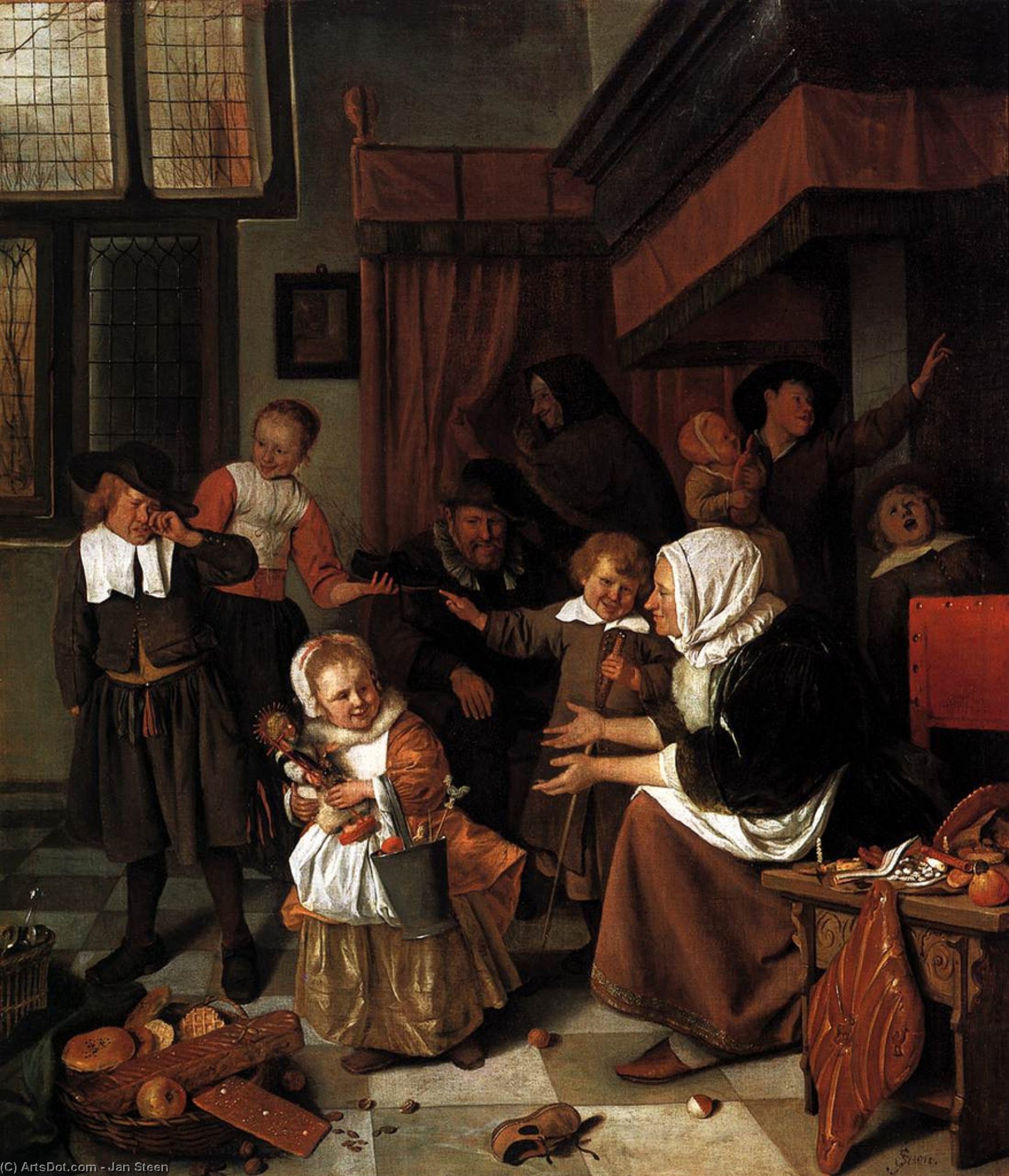 WikiOO.org – 美術百科全書 - 繪畫，作品 Jan Steen - 盛宴 的   圣人  尼古拉斯