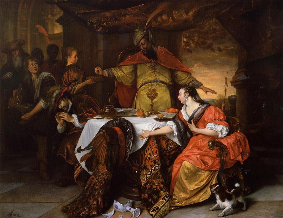 WikiOO.org - אנציקלופדיה לאמנויות יפות - ציור, יצירות אמנות Jan Steen - The Wrath of Ahasuerus