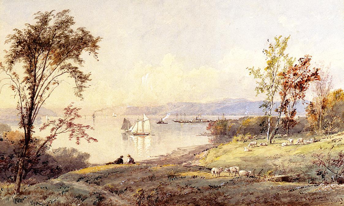 Wikioo.org - The Encyclopedia of Fine Arts - Painting, Artwork by Jasper Francis Cropsey - Along the Hudson