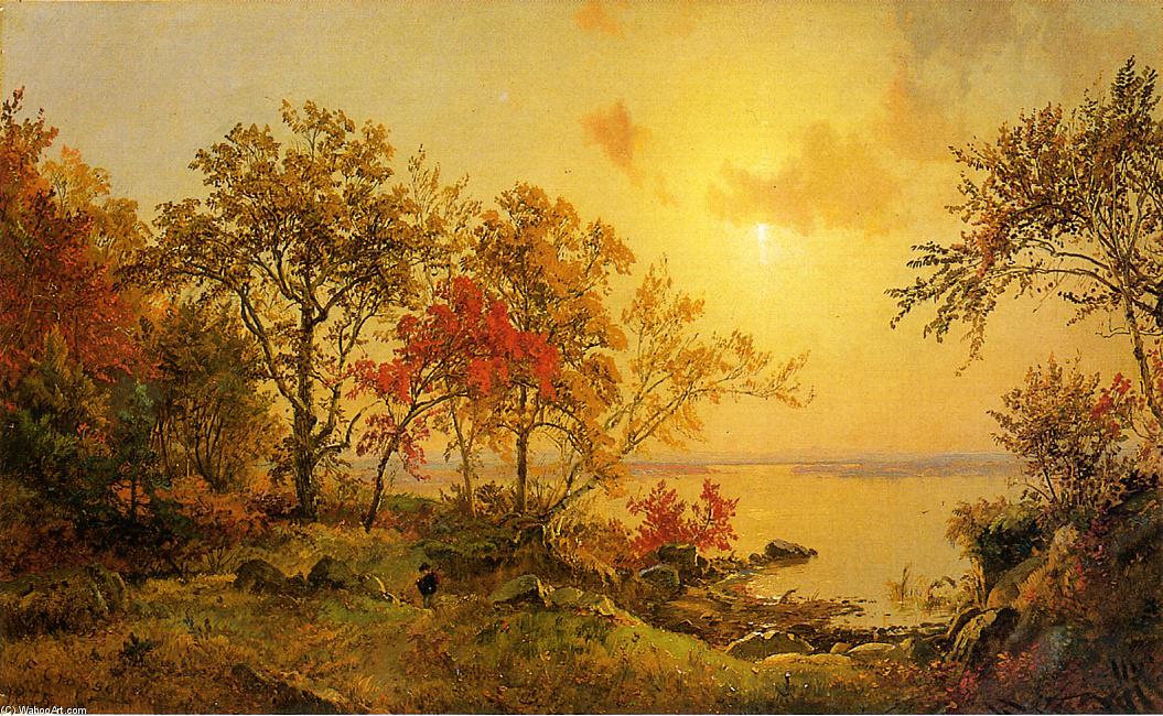 WikiOO.org – 美術百科全書 - 繪畫，作品 Jasper Francis Cropsey - 秋天 风景 -   查看  的  格林伍德  湖