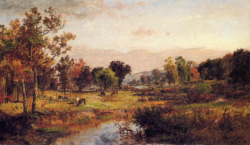 WikiOO.org – 美術百科全書 - 繪畫，作品 Jasper Francis Cropsey - 农场 沿  的  河