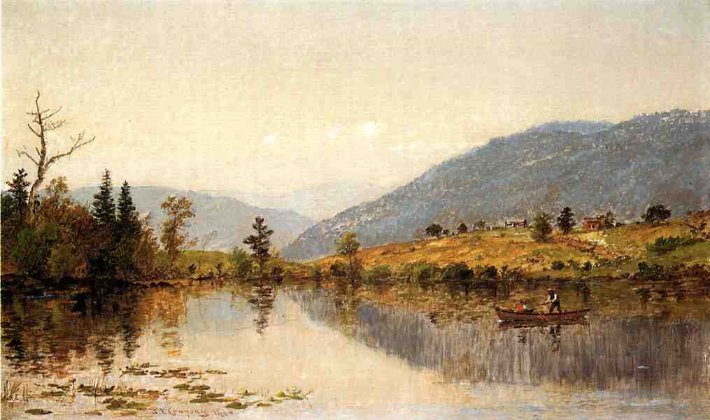 Wikioo.org - The Encyclopedia of Fine Arts - Painting, Artwork by Jasper Francis Cropsey - Fishing on a Lake