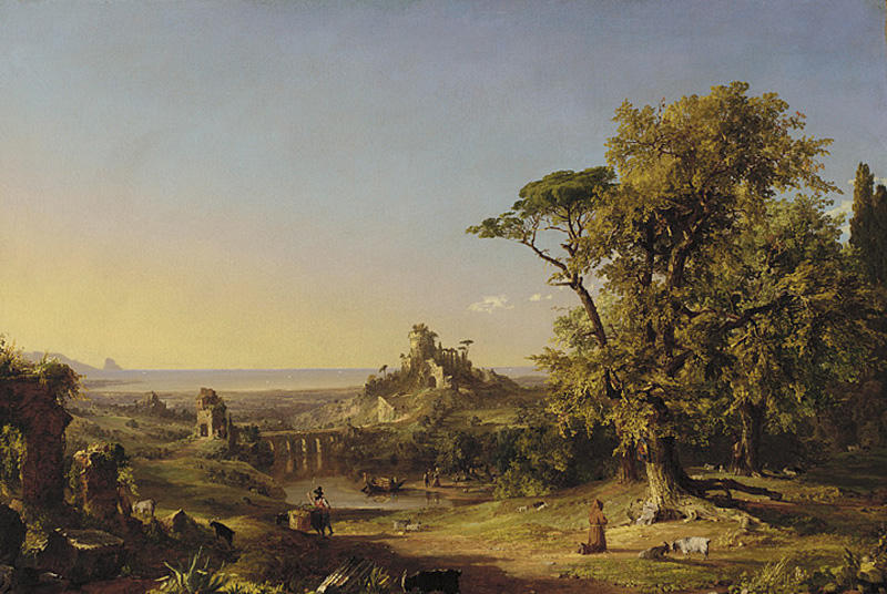 WikiOO.org - Encyclopedia of Fine Arts - Målning, konstverk Jasper Francis Cropsey - Landscapes with Figures near Rome