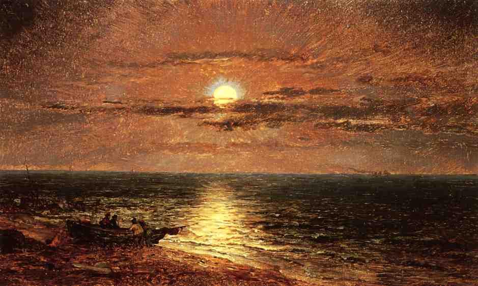 Wikioo.org - The Encyclopedia of Fine Arts - Painting, Artwork by Jasper Francis Cropsey - Moonlit Seascape
