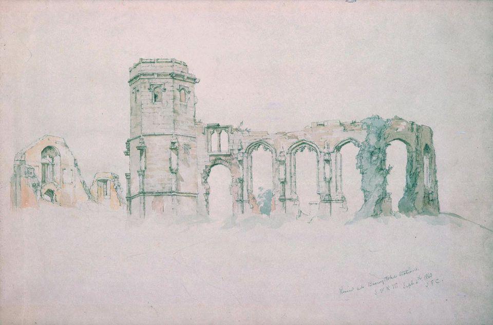 WikiOO.org - Encyclopedia of Fine Arts - Maleri, Artwork Jasper Francis Cropsey - Ruins at Basingstoke Station