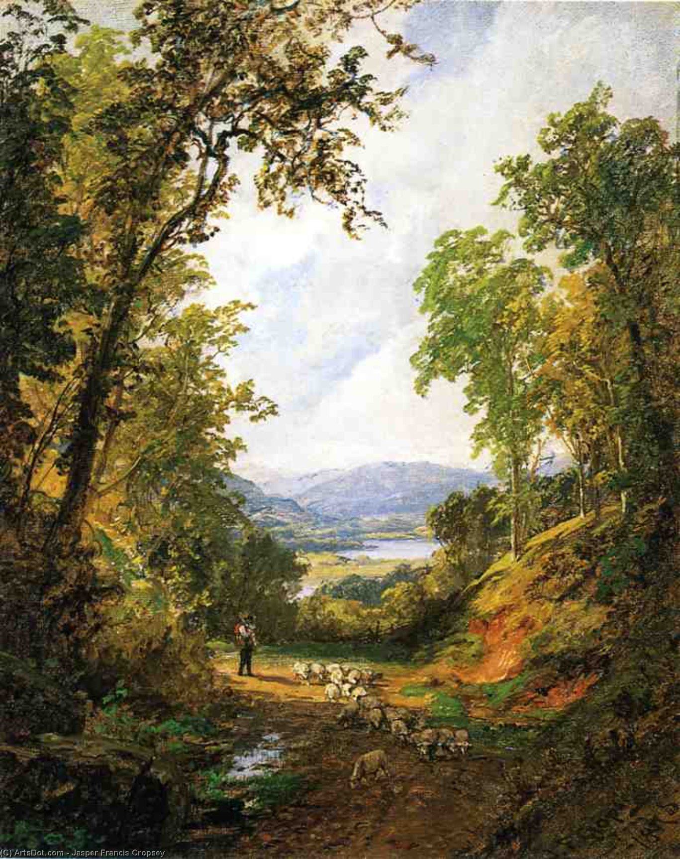 Wikioo.org - The Encyclopedia of Fine Arts - Painting, Artwork by Jasper Francis Cropsey - Shepherd and Flock