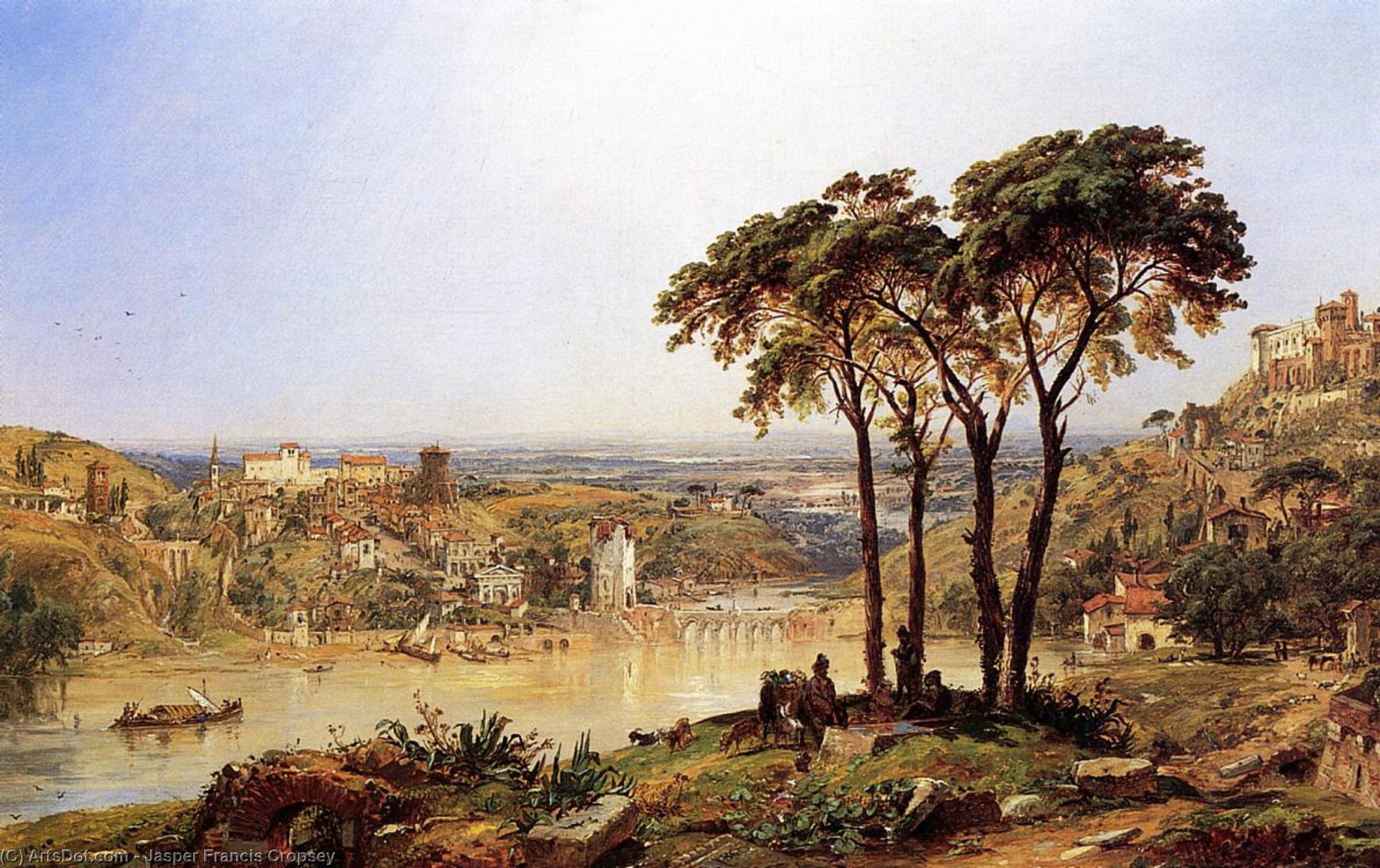 Wikioo.org - The Encyclopedia of Fine Arts - Painting, Artwork by Jasper Francis Cropsey - Summer, Noonday on the Arno