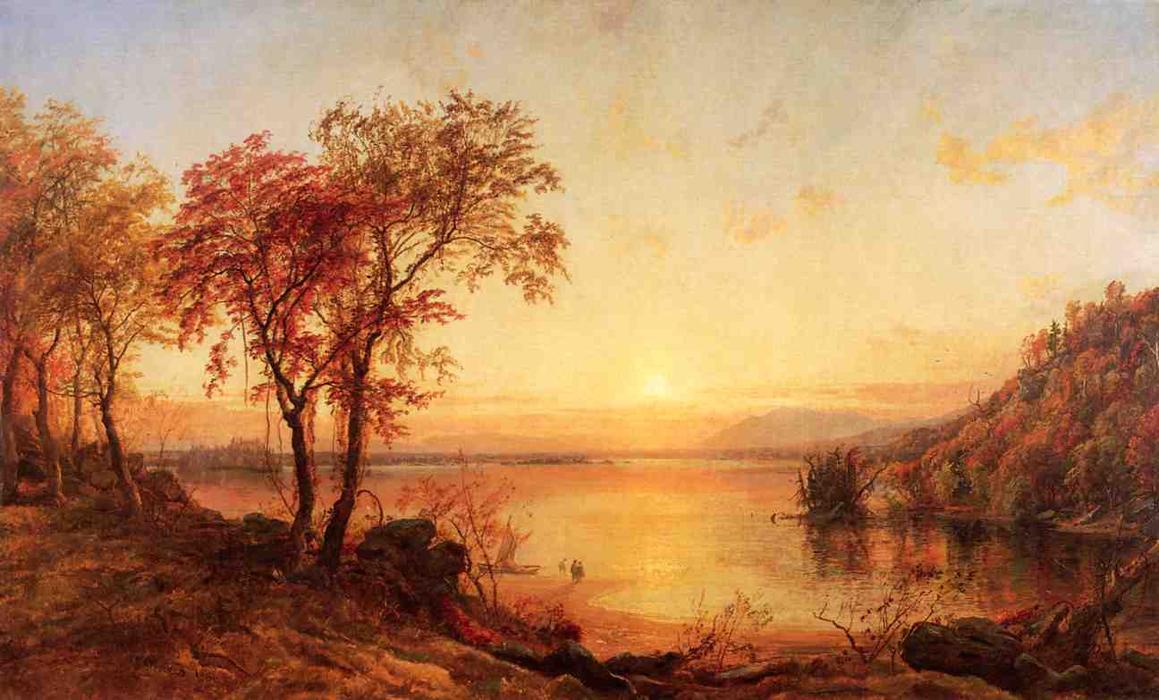 Wikioo.org - The Encyclopedia of Fine Arts - Painting, Artwork by Jasper Francis Cropsey - Sunset at Greenwood Lake