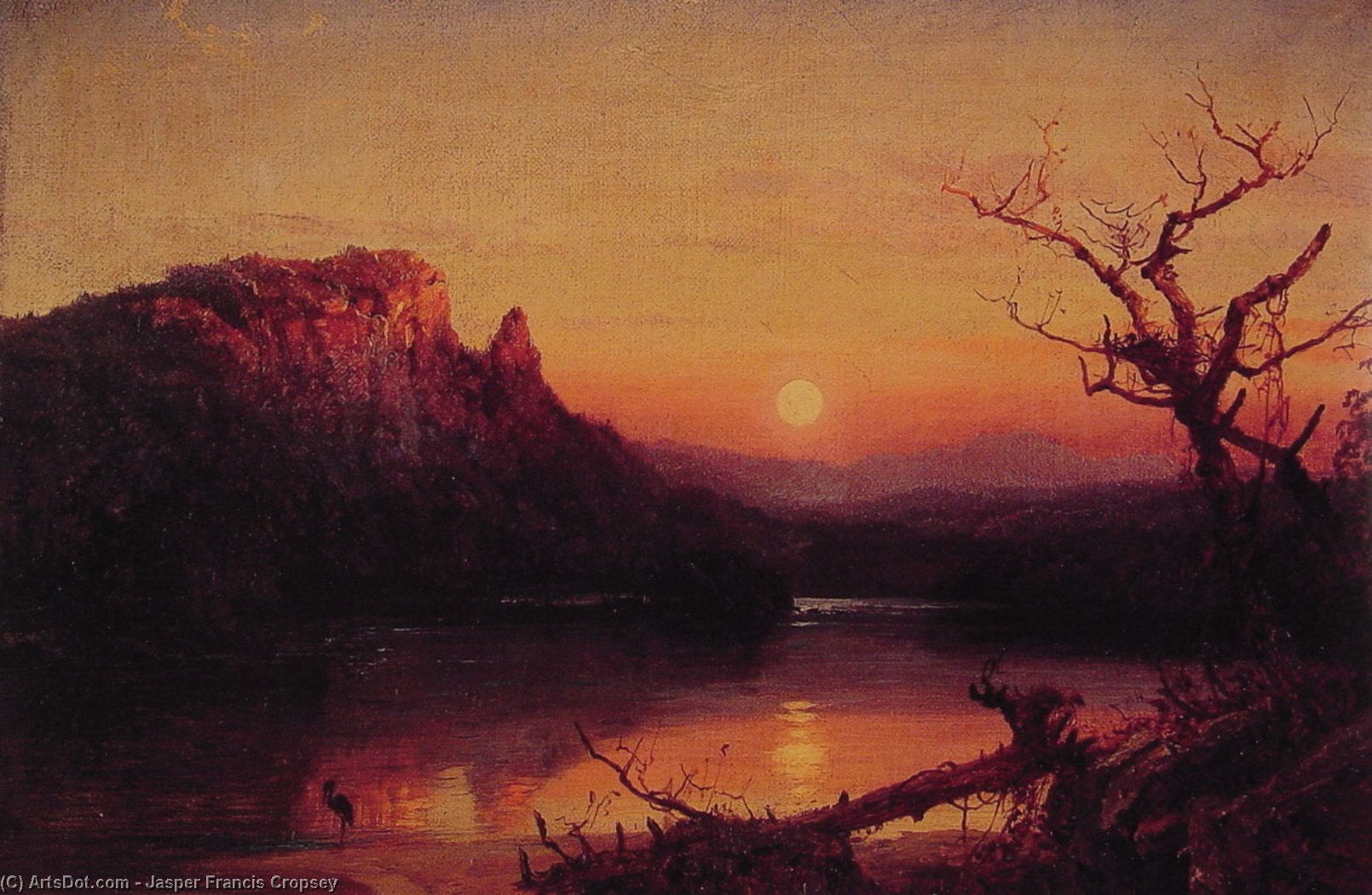 Wikioo.org - The Encyclopedia of Fine Arts - Painting, Artwork by Jasper Francis Cropsey - Sunset, Eagle Cliff, New Hampshire