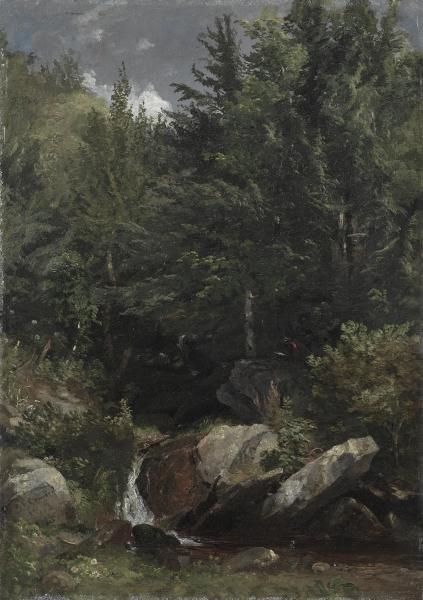 Wikioo.org – L'Encyclopédie des Beaux Arts - Peinture, Oeuvre de Jasper Francis Cropsey - des arbres et une  ruisseau  sur  une  coteau