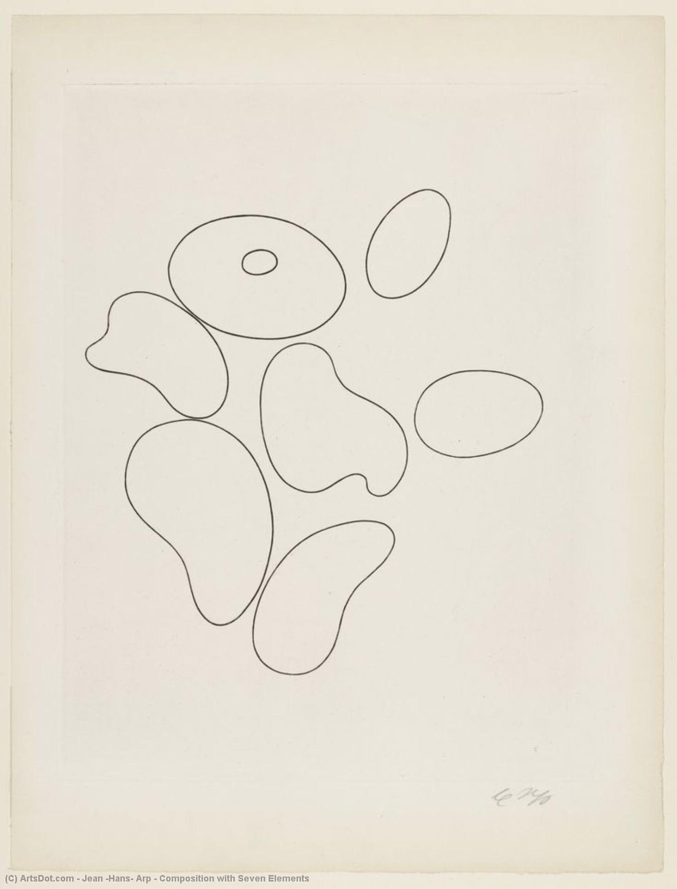 Wikioo.org - The Encyclopedia of Fine Arts - Painting, Artwork by Jean (Hans) Arp - Composition with Seven Elements