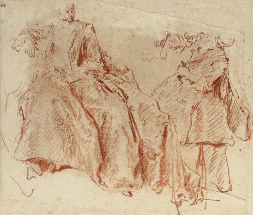 WikiOO.org - Güzel Sanatlar Ansiklopedisi - Resim, Resimler Jean-Baptiste Pater - An elegant lady and a maid holding a jug