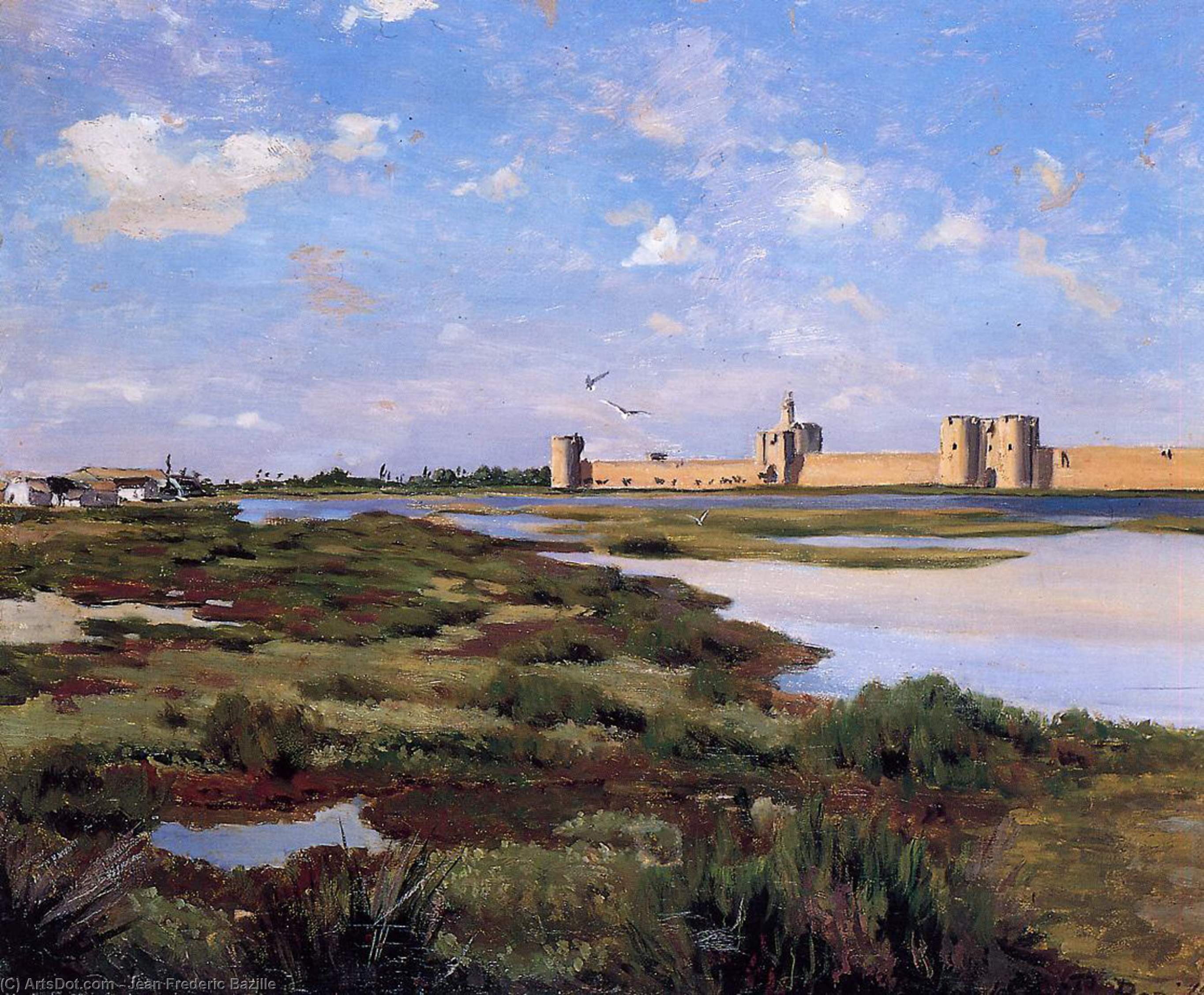 Wikioo.org - The Encyclopedia of Fine Arts - Painting, Artwork by Jean Frederic Bazille - Aigues-Mortes