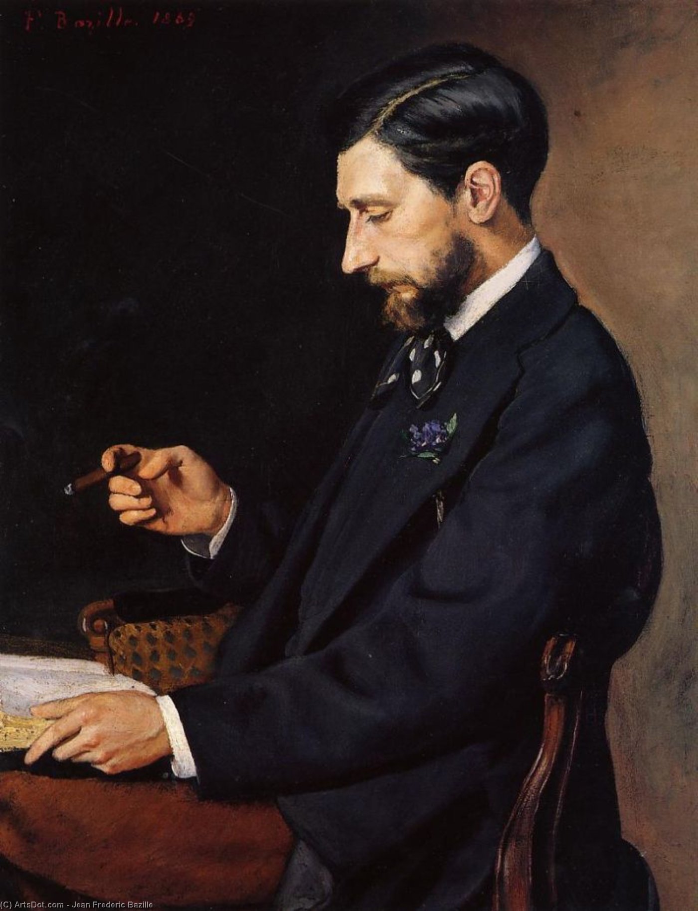 Wikioo.org - The Encyclopedia of Fine Arts - Painting, Artwork by Jean Frederic Bazille - Portrait of Edmond Maitre