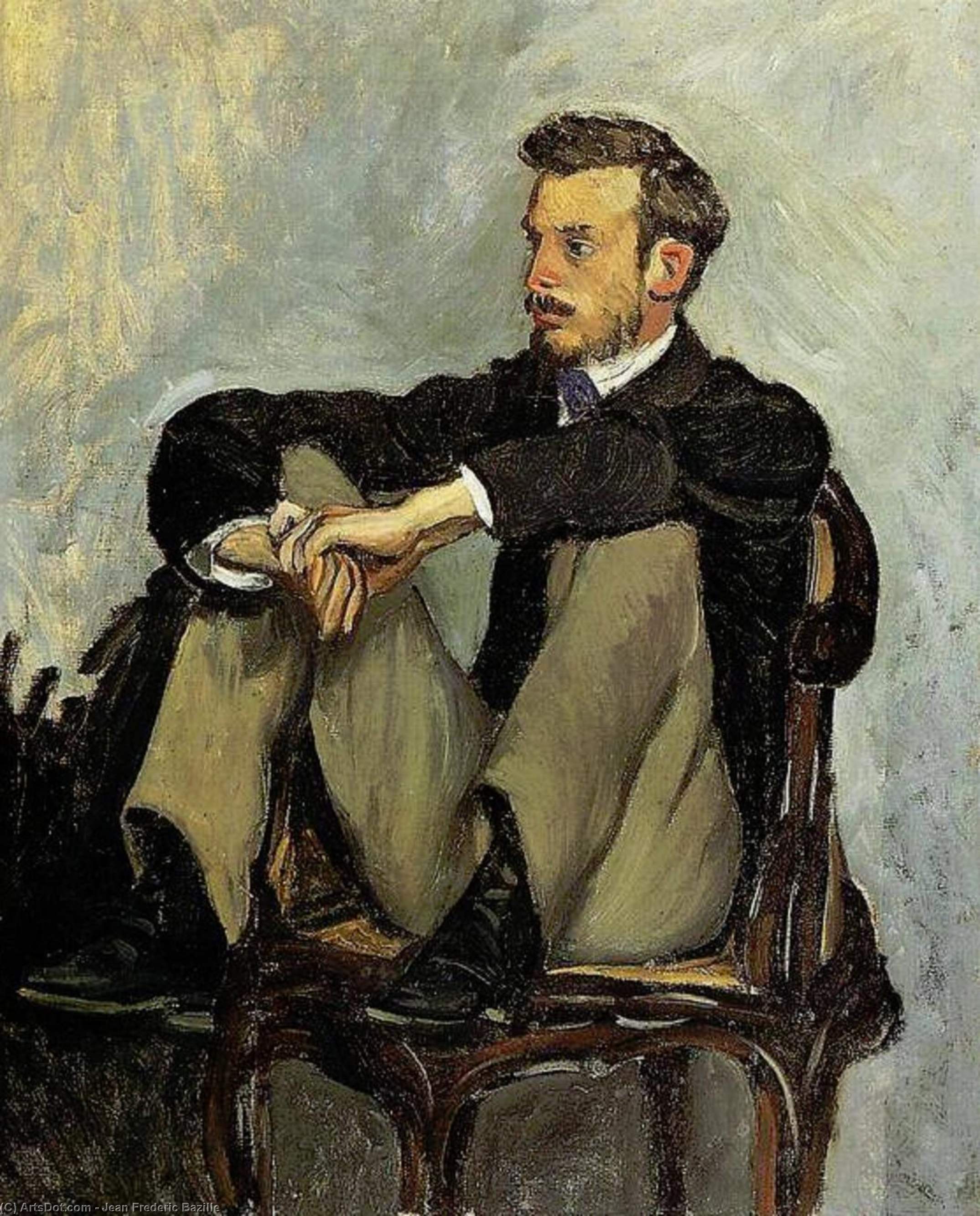 WikiOO.org - Encyclopedia of Fine Arts - Maleri, Artwork Jean Frederic Bazille - Portrait of Renoir