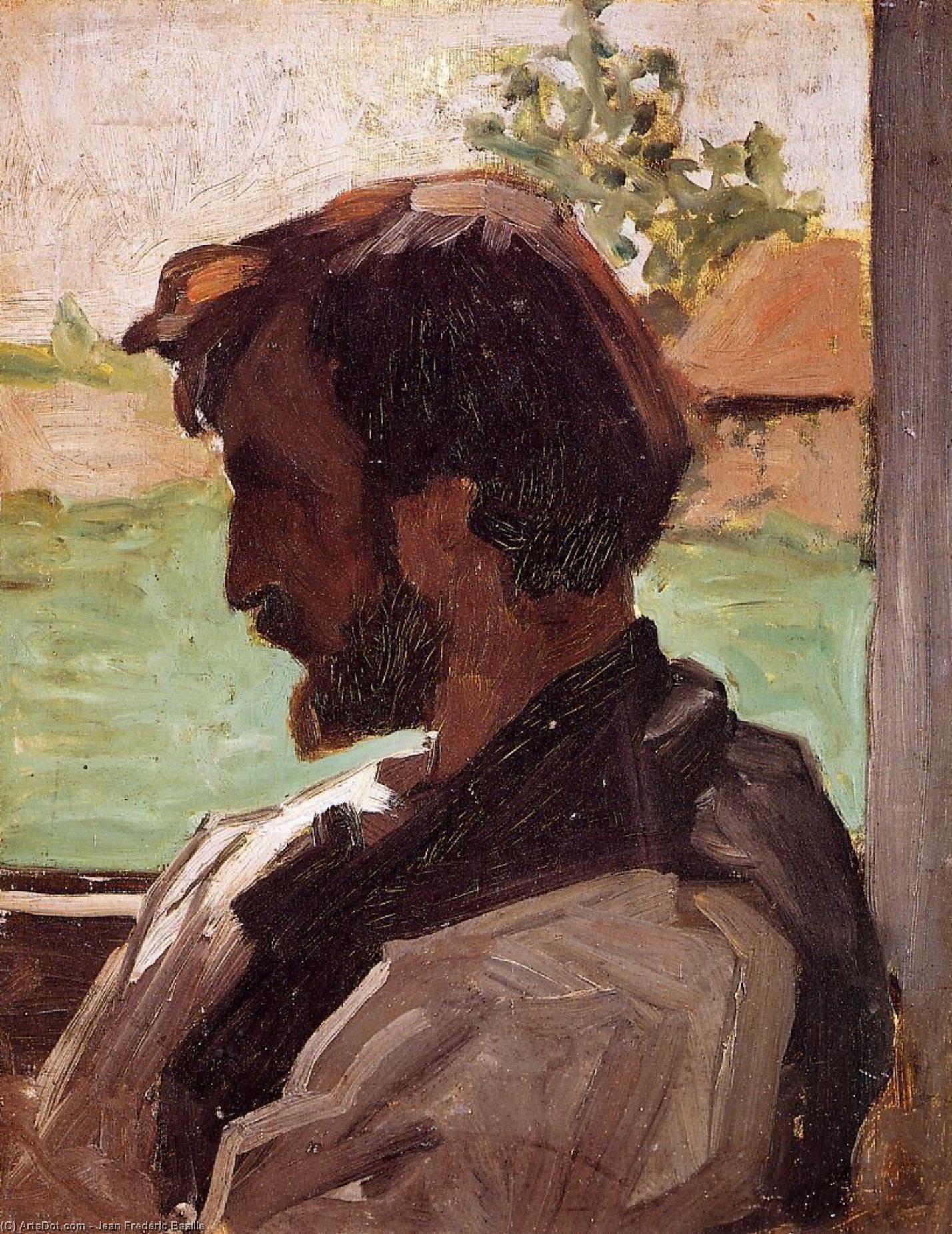 Wikioo.org - The Encyclopedia of Fine Arts - Painting, Artwork by Jean Frederic Bazille - Self Portrait at Saint-Sauveur