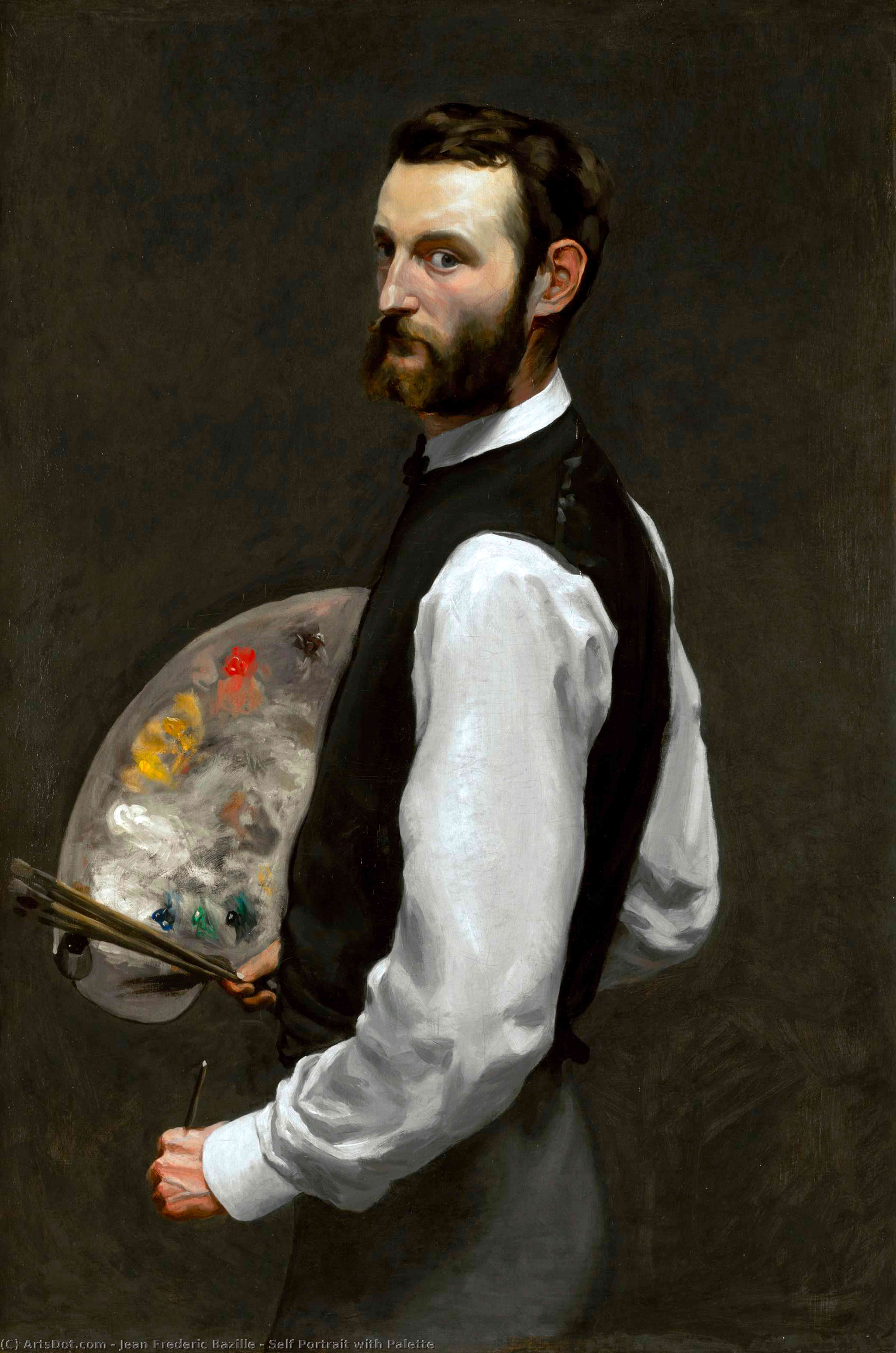 WikiOO.org - Enciclopédia das Belas Artes - Pintura, Arte por Jean Frederic Bazille - Self Portrait with Palette