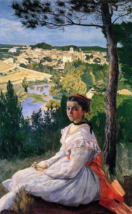 Wikioo.org - The Encyclopedia of Fine Arts - Painting, Artwork by Jean Frederic Bazille - View of the Village