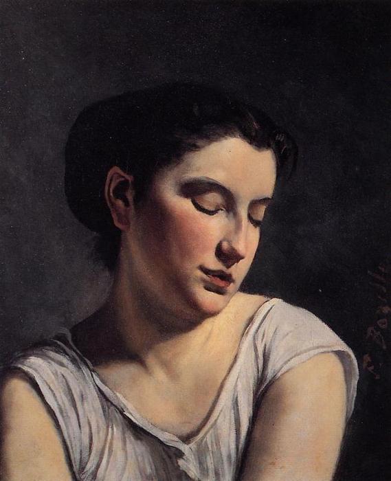 Wikioo.org – L'Encyclopédie des Beaux Arts - Peinture, Oeuvre de Jean Frederic Bazille - jeune femme avec `lowered` les yeux