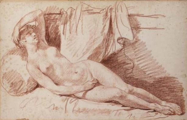 Wikioo.org - The Encyclopedia of Fine Arts - Painting, Artwork by Jean-Baptiste Greuze - A reclining female nude 1