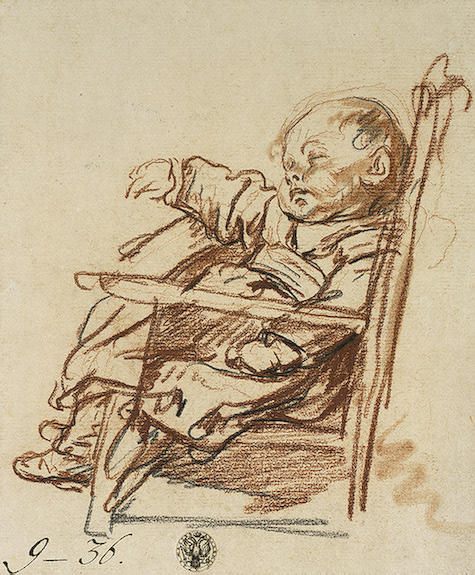 Wikioo.org - The Encyclopedia of Fine Arts - Painting, Artwork by Jean-Baptiste Greuze - Child Sleeping in an Armchair