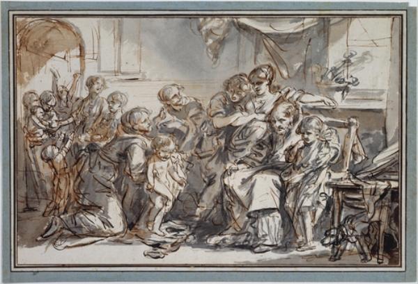 Wikioo.org - สารานุกรมวิจิตรศิลป์ - จิตรกรรม Jean-Baptiste Greuze - Domestic Scene